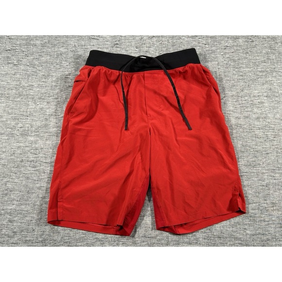 Lululemon T.H.E. Shorts Mens Extra Small Red Black 9" Lined Back Zipper Pocket - Picture 1 of 16